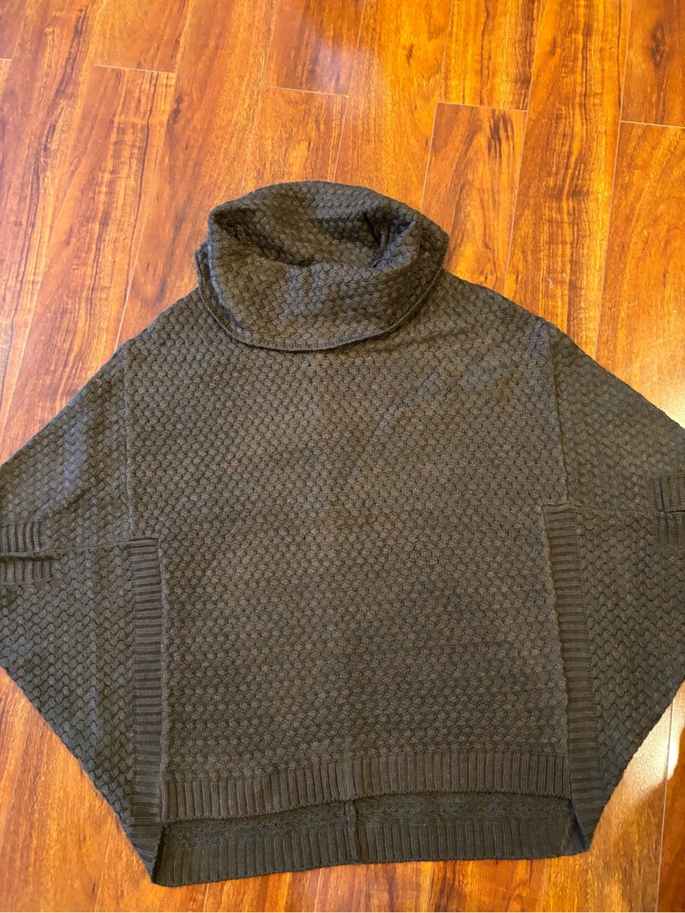 a.n.a Brown Textured Turtleneck Poncho Sweater